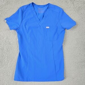 Figs Slim Catarina Scrub Top Blue Womens XS One Pocket Short Sleeve Stretch‎